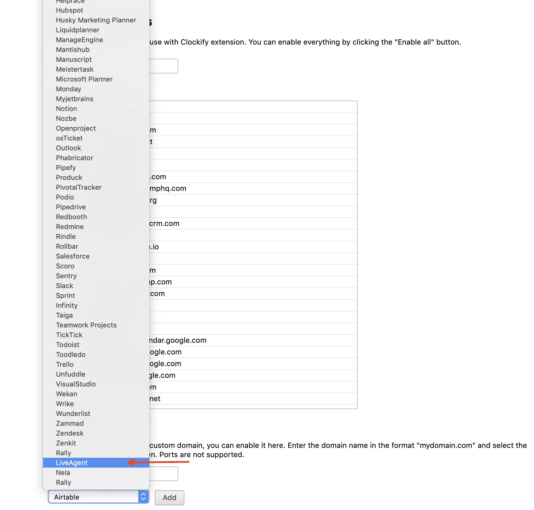 Интеграция Clockify с LiveAgent
