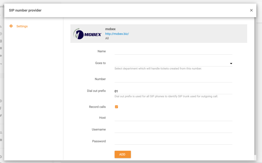 Mobex integration with LiveAgent