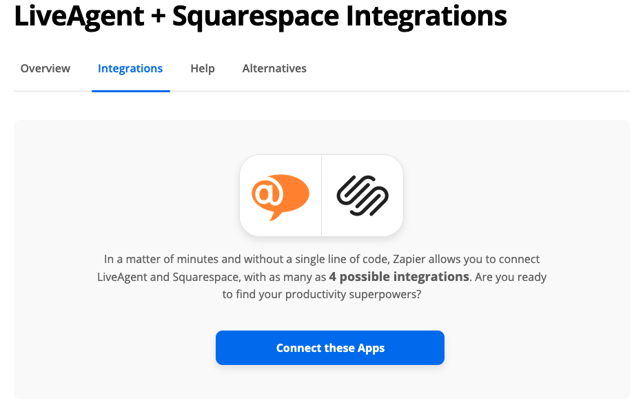 Подключите LiveAgent к Squarespace через Zapier