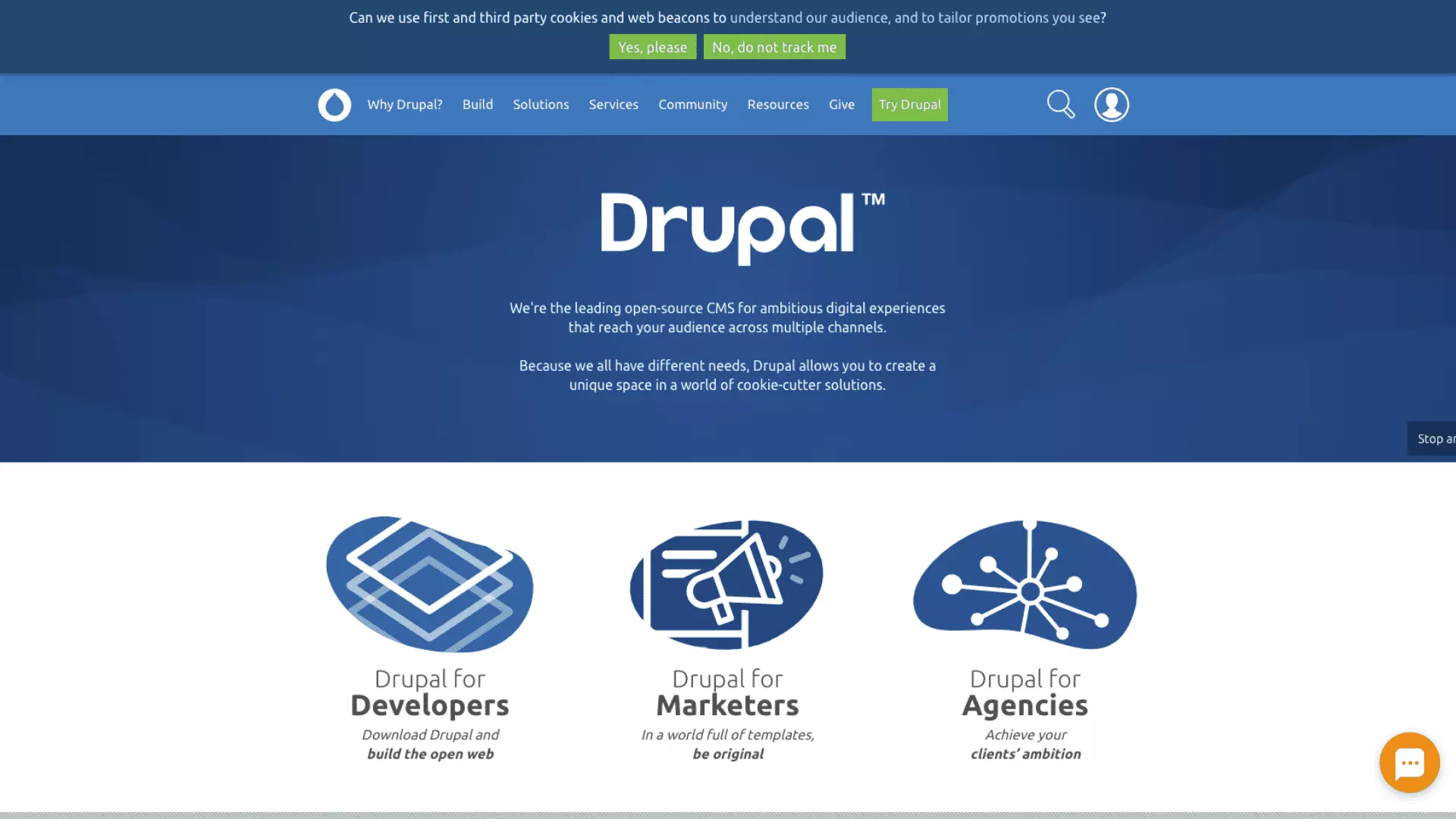 Кнопка живого чата LiveAgent на домашней странице Drupal.