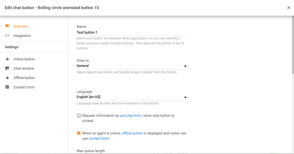 Configure the chat button in LiveAgent