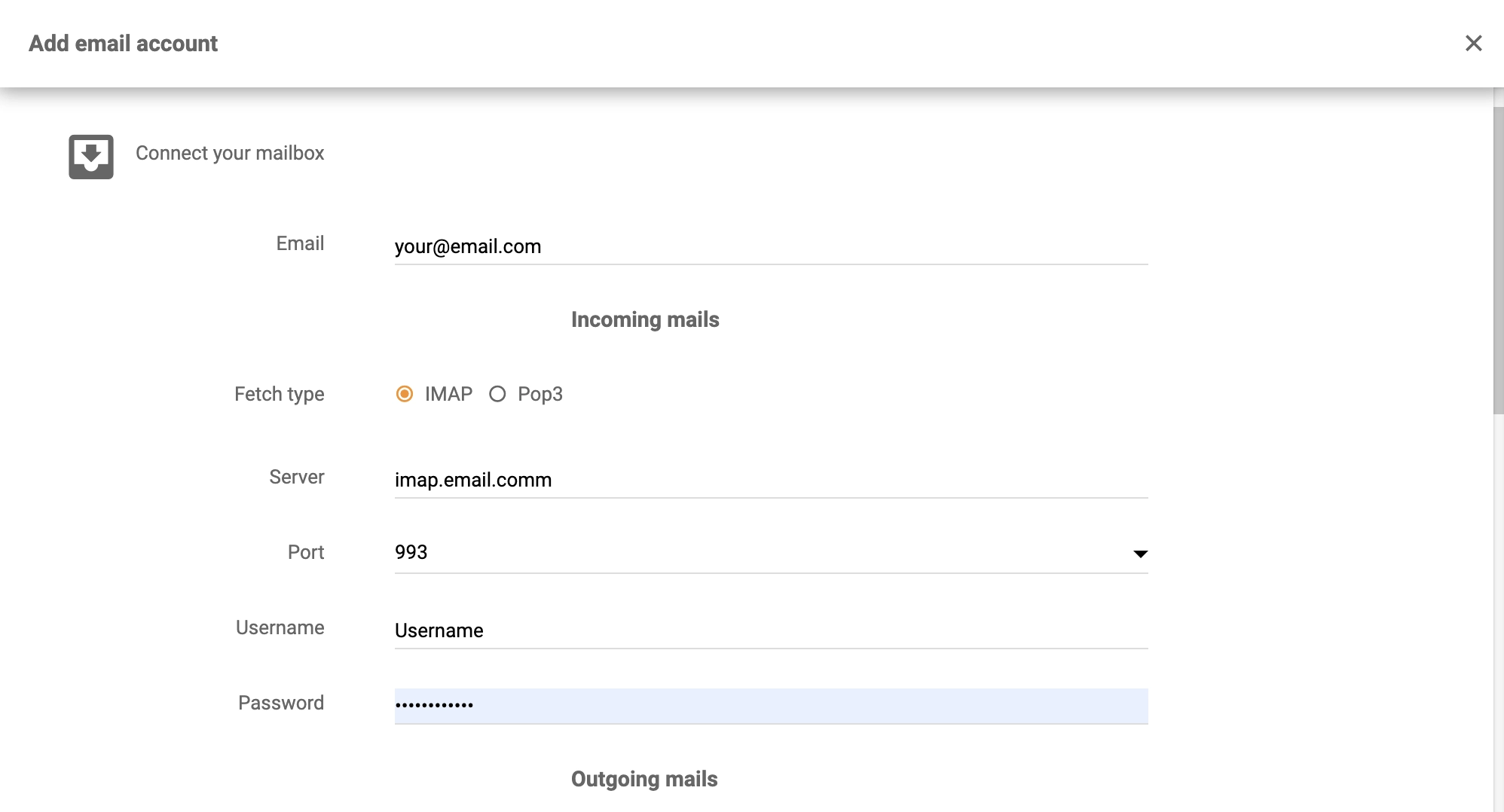 Конфигурация интеграции электронной почты LiveAgent