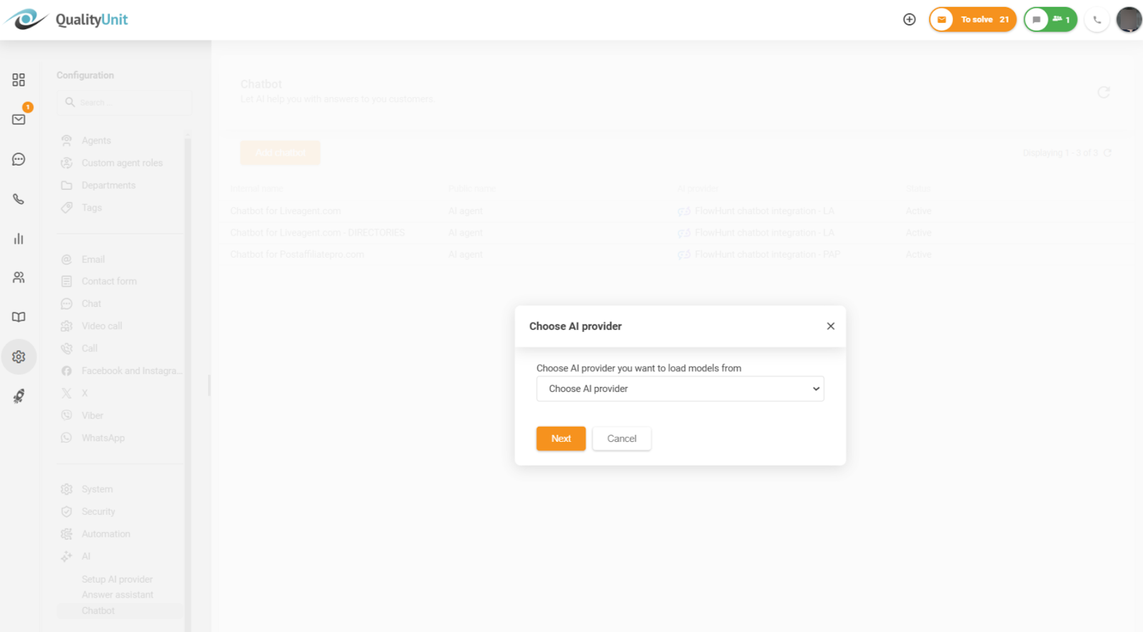 Choosing AI chatbot provider