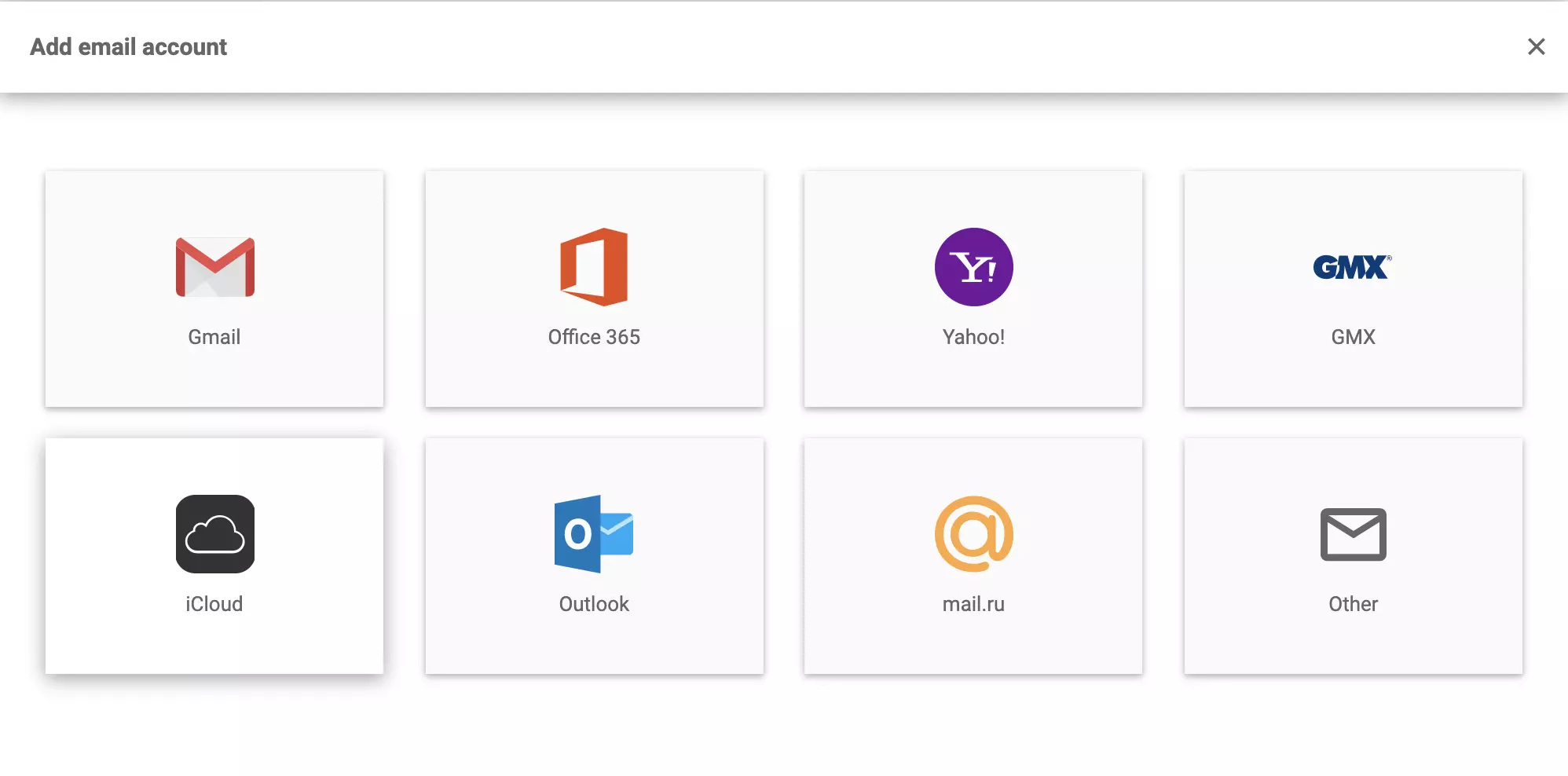 iCloud in LiveAgent email settings