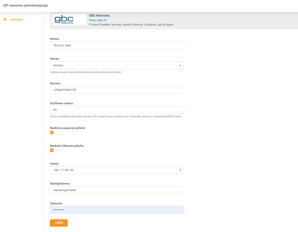 GBC Networks credentials