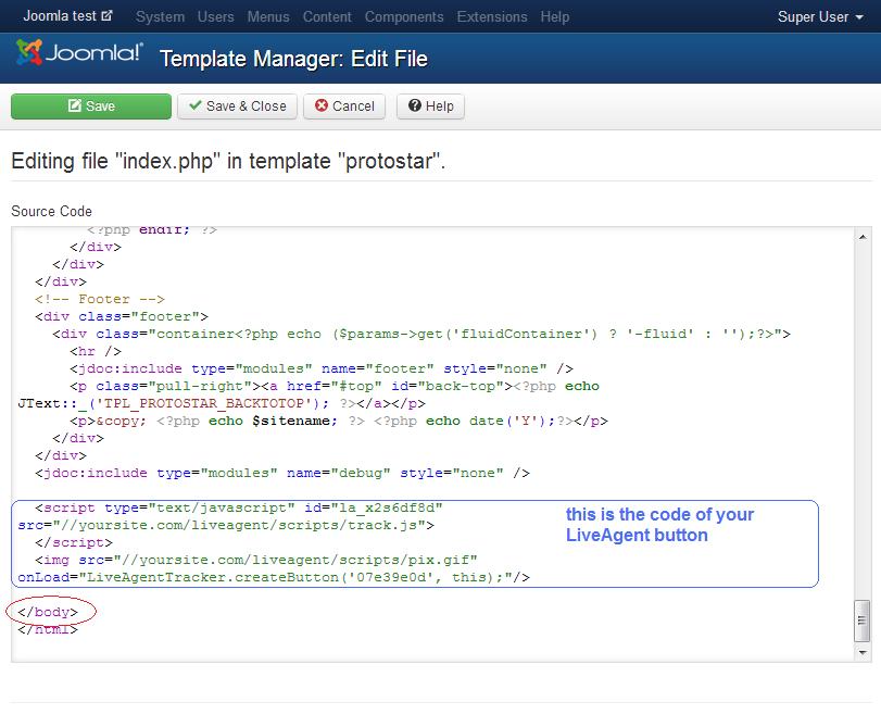 Joomla template editor