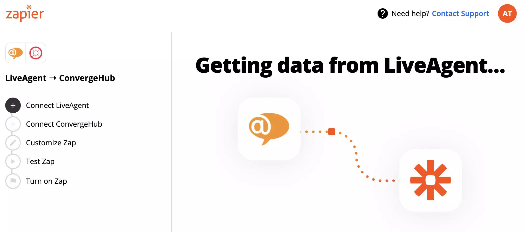 Connecting LiveAgent and ConvergeHub accounts with Zapier