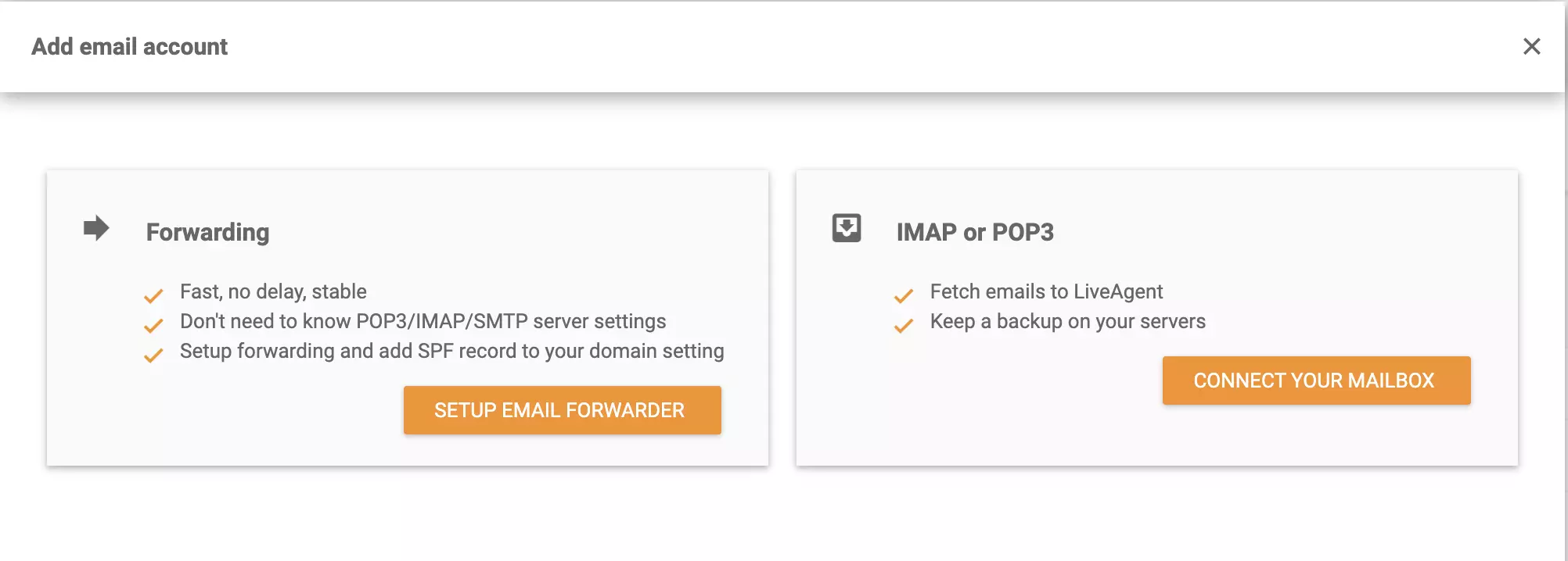 Forwarding or IMAP/POP3 integration options