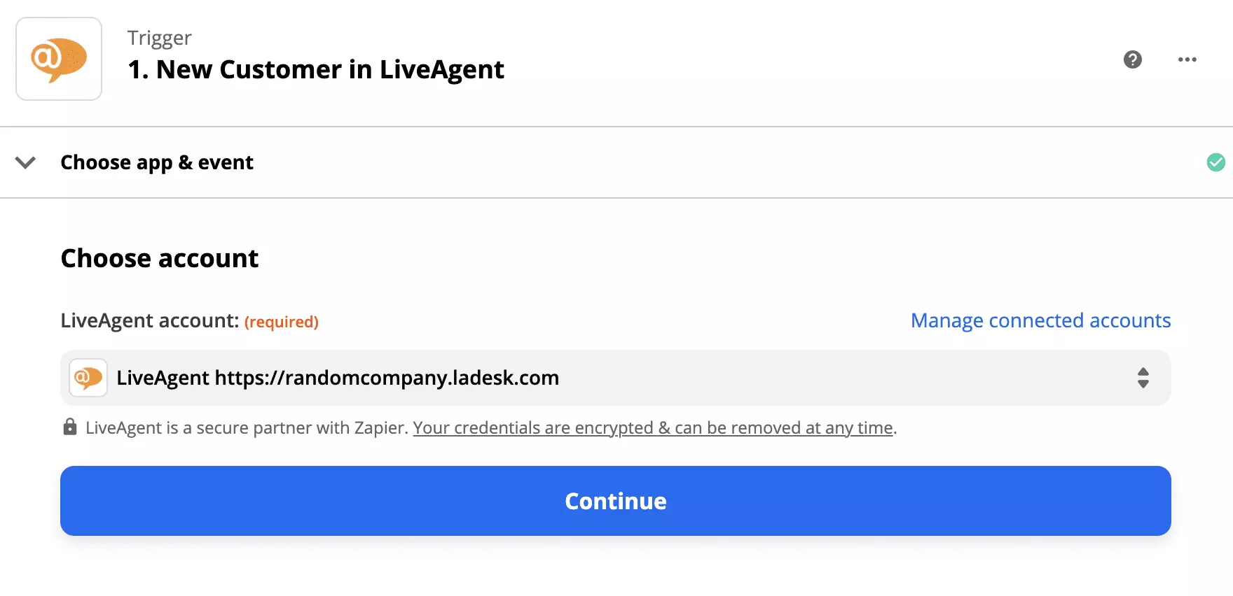 Настройка триггера LiveAgent в интеграции Giphy на Zapier
