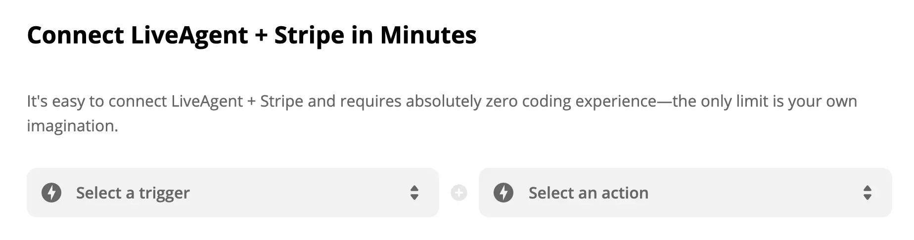 LiveAgent and Stripe integration page on Zapier