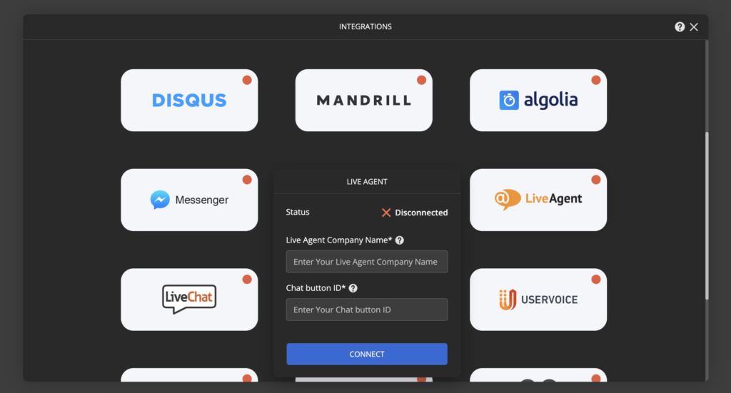 Интеграция LiveAgent в Ucraft