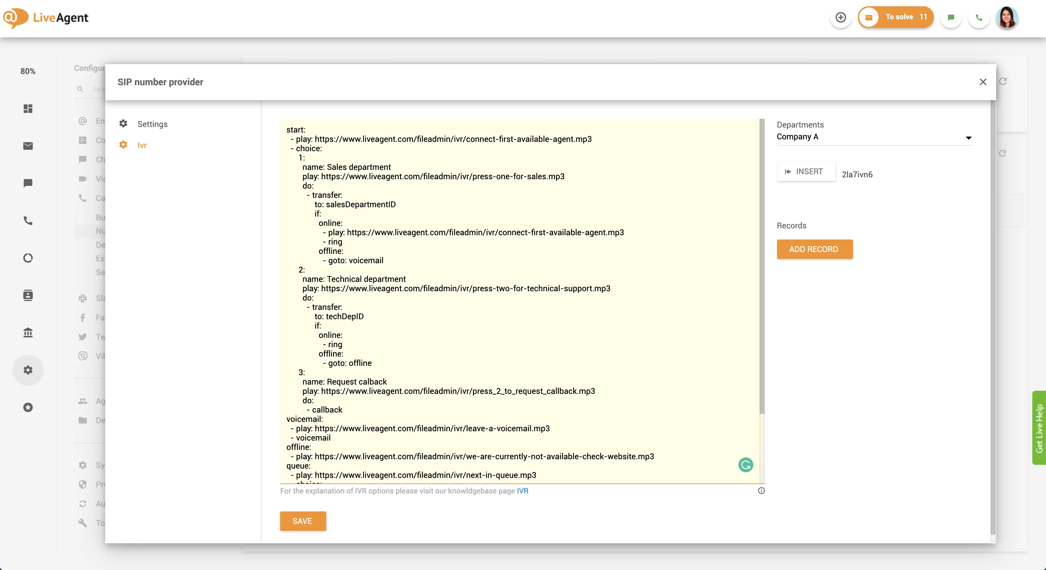 IVR script creation interface