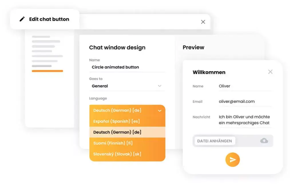 Многоязычный виджет чата