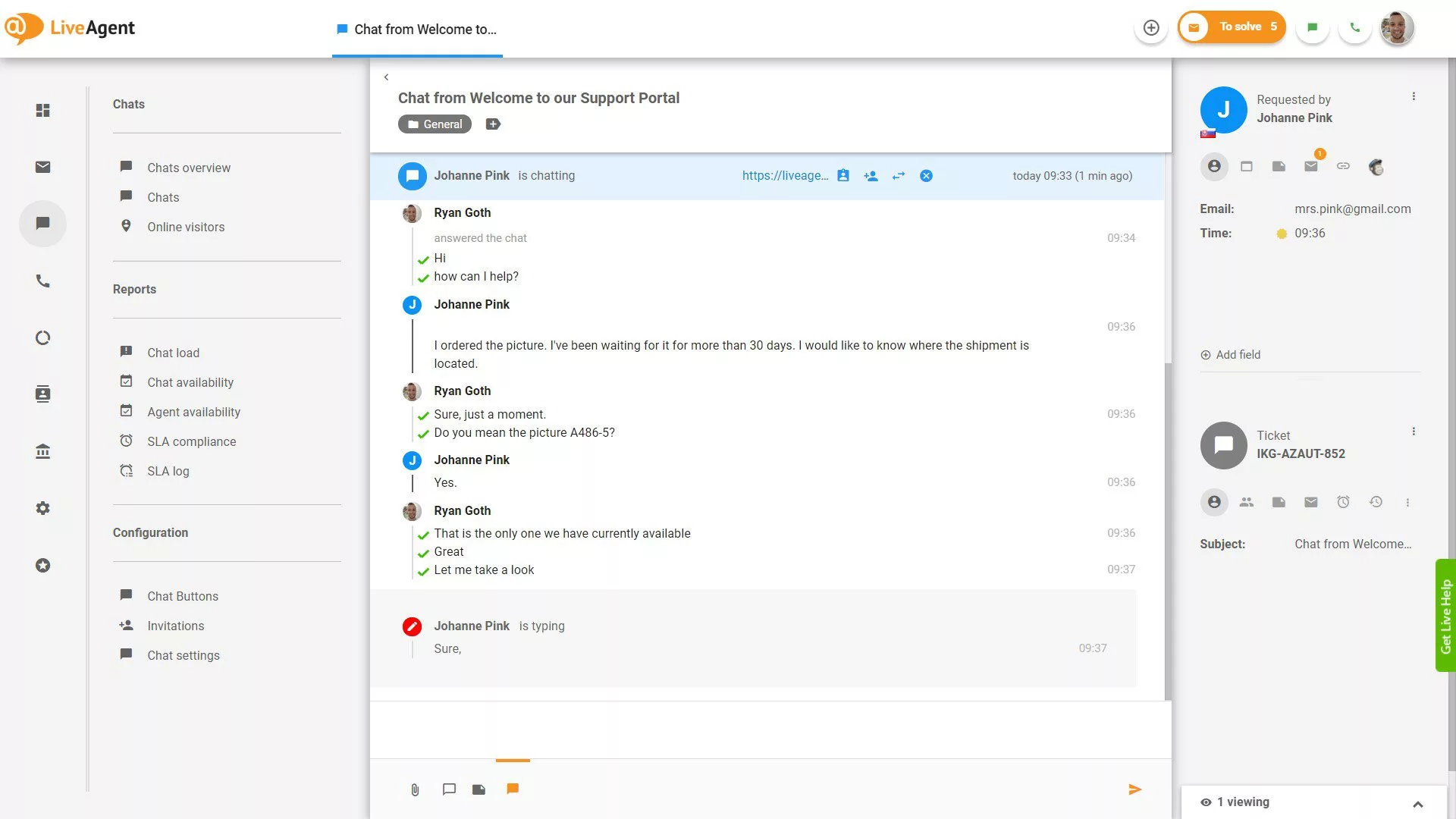 Ongoing real-time typing view chat
