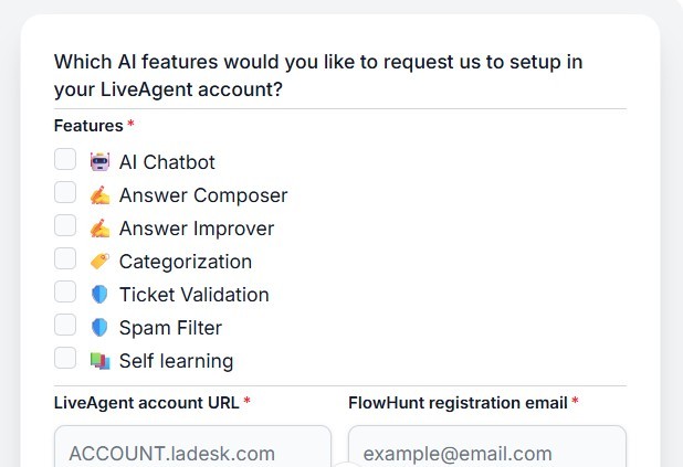 Signup form LiveAgent