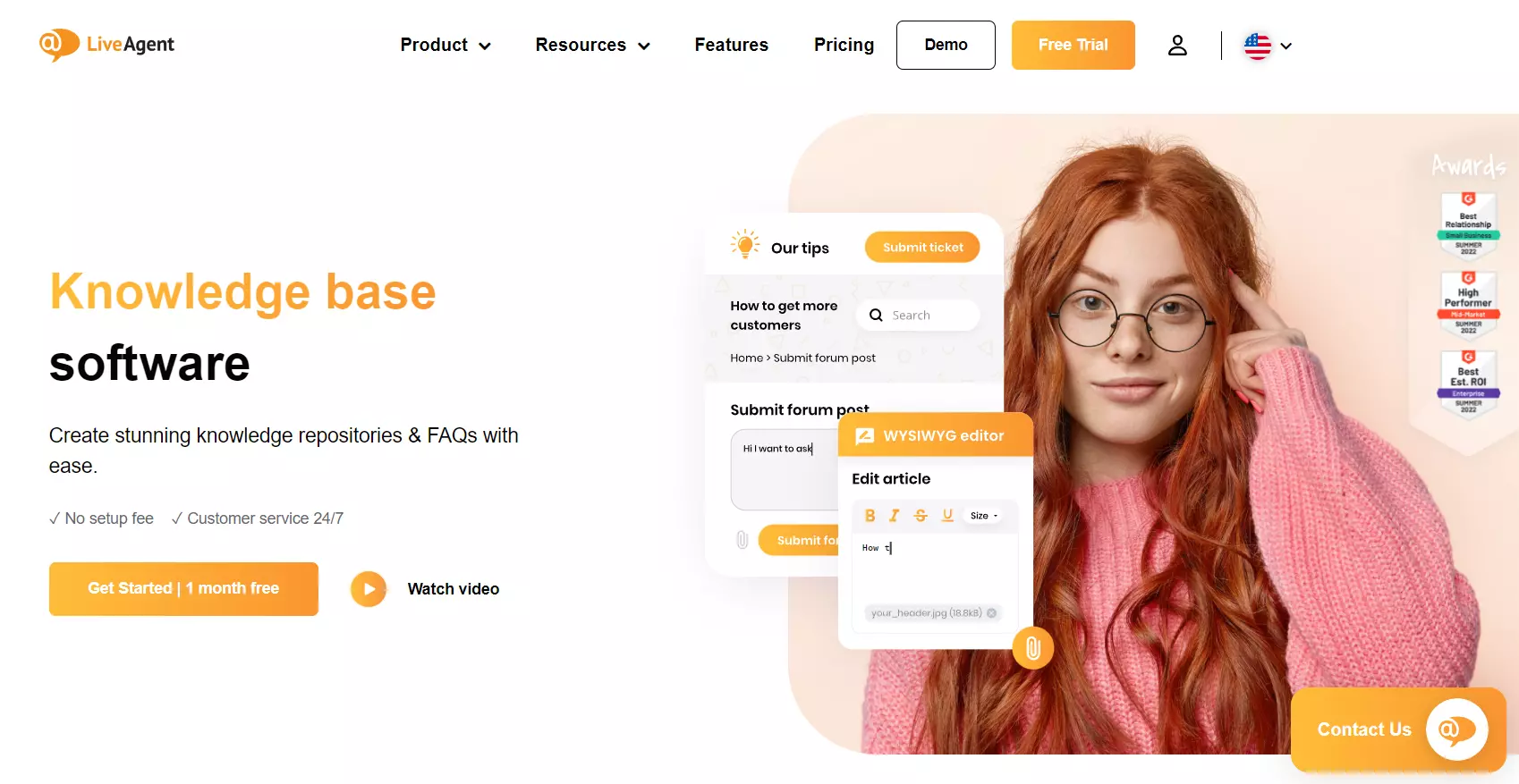 LiveAgent knowledge base homepage