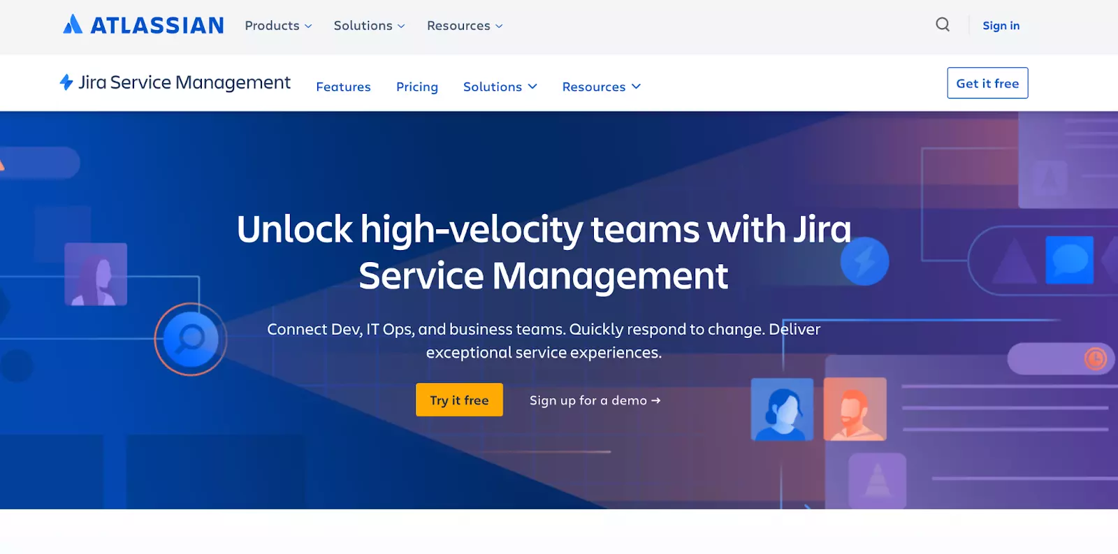 Jira Service Management homepage