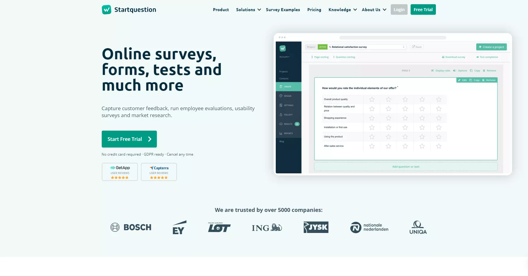 Startquestion homepage