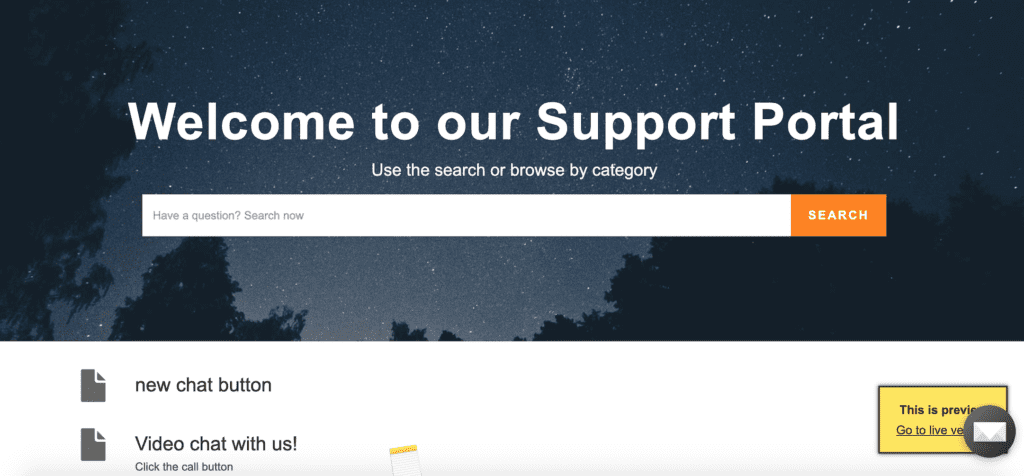 A sample customer portal