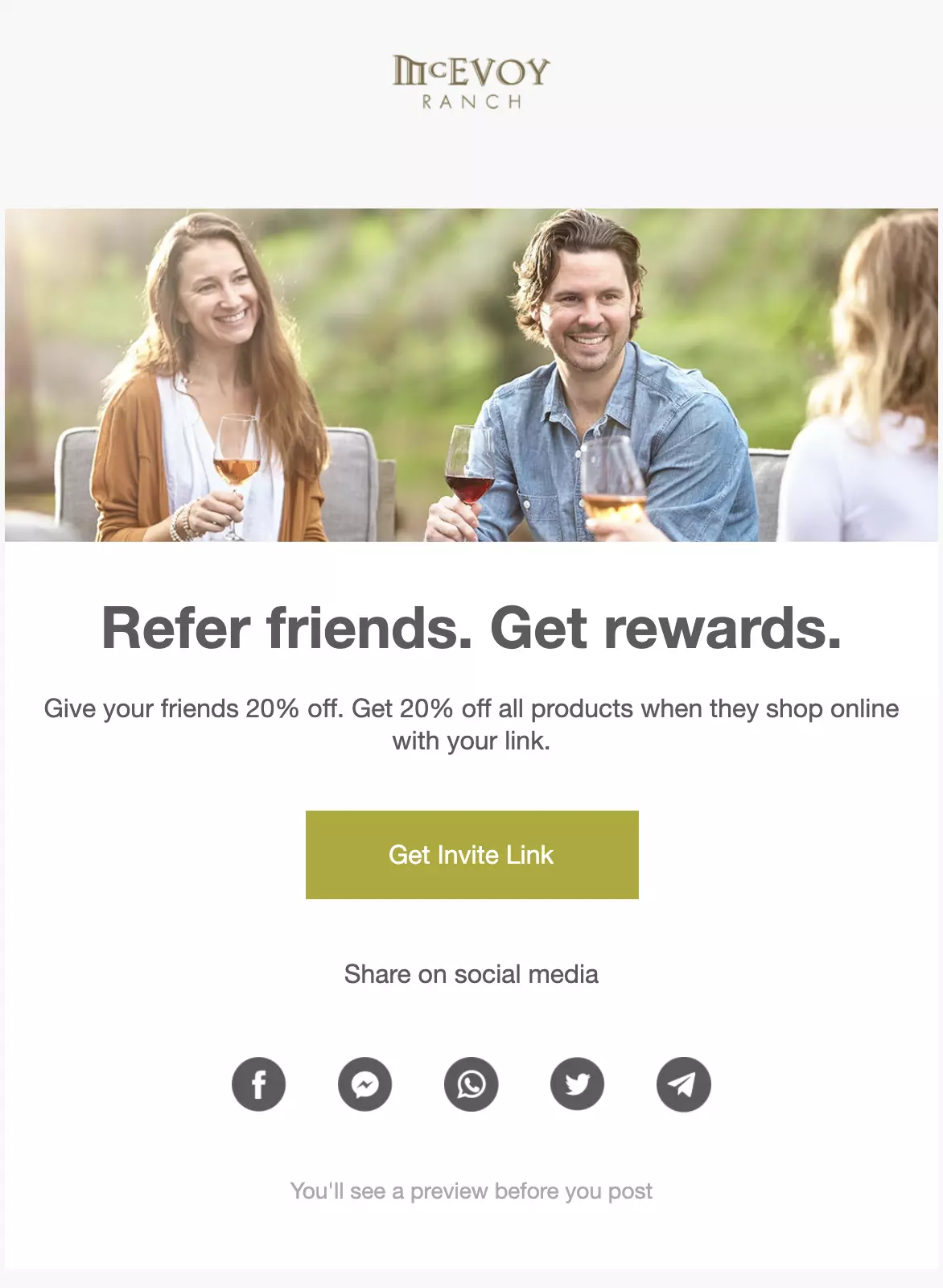 Customer referral example