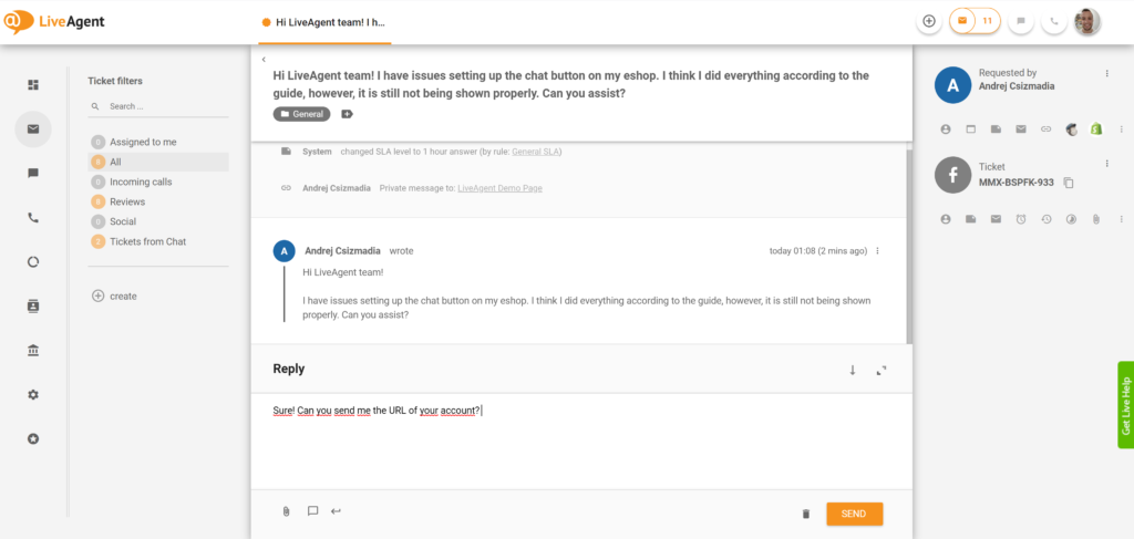 Replying to Facebook Messenger messages from LiveAgent
