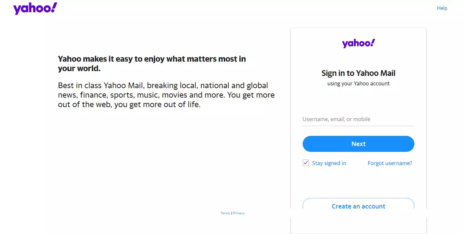 Домашняя страница Yahoo! Mail