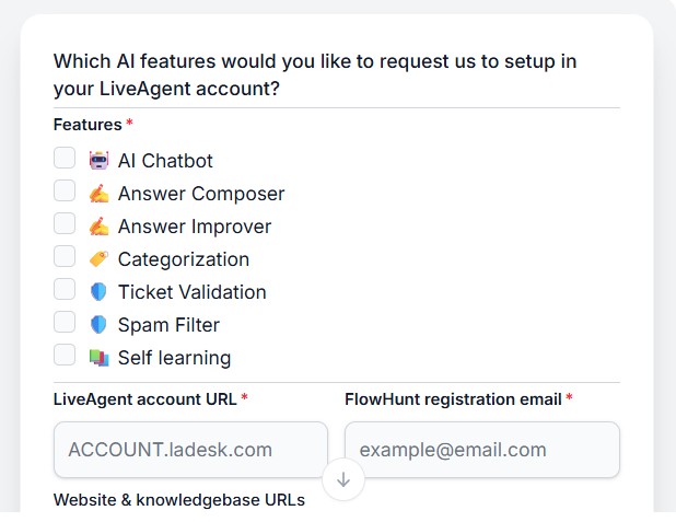 Signup form LiveAgent