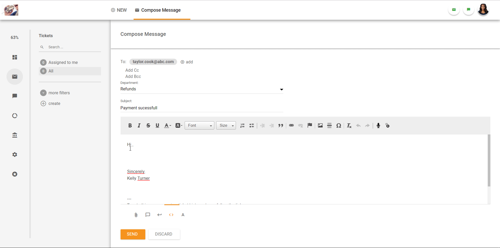 Overview of the ticketing interface in LiveAgent.